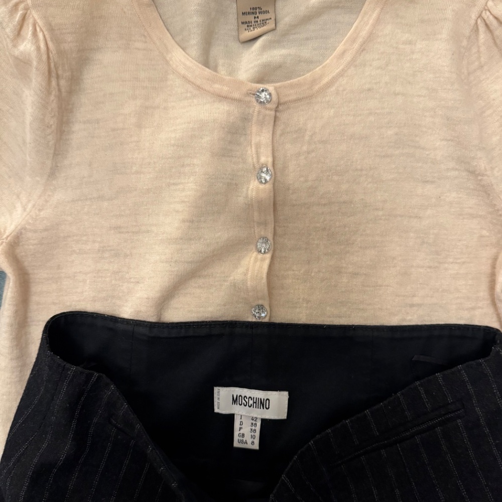 Vintage MOSCHINO Skirt + Vertical Design & Allbirds tops - size S